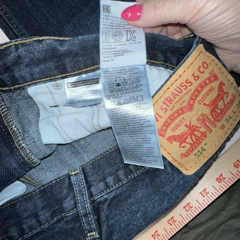 Levis 514 Jeans‎ Mens 34x34 Blue Denim Straight Leg Classic 5 Pocket R Tab Rare
